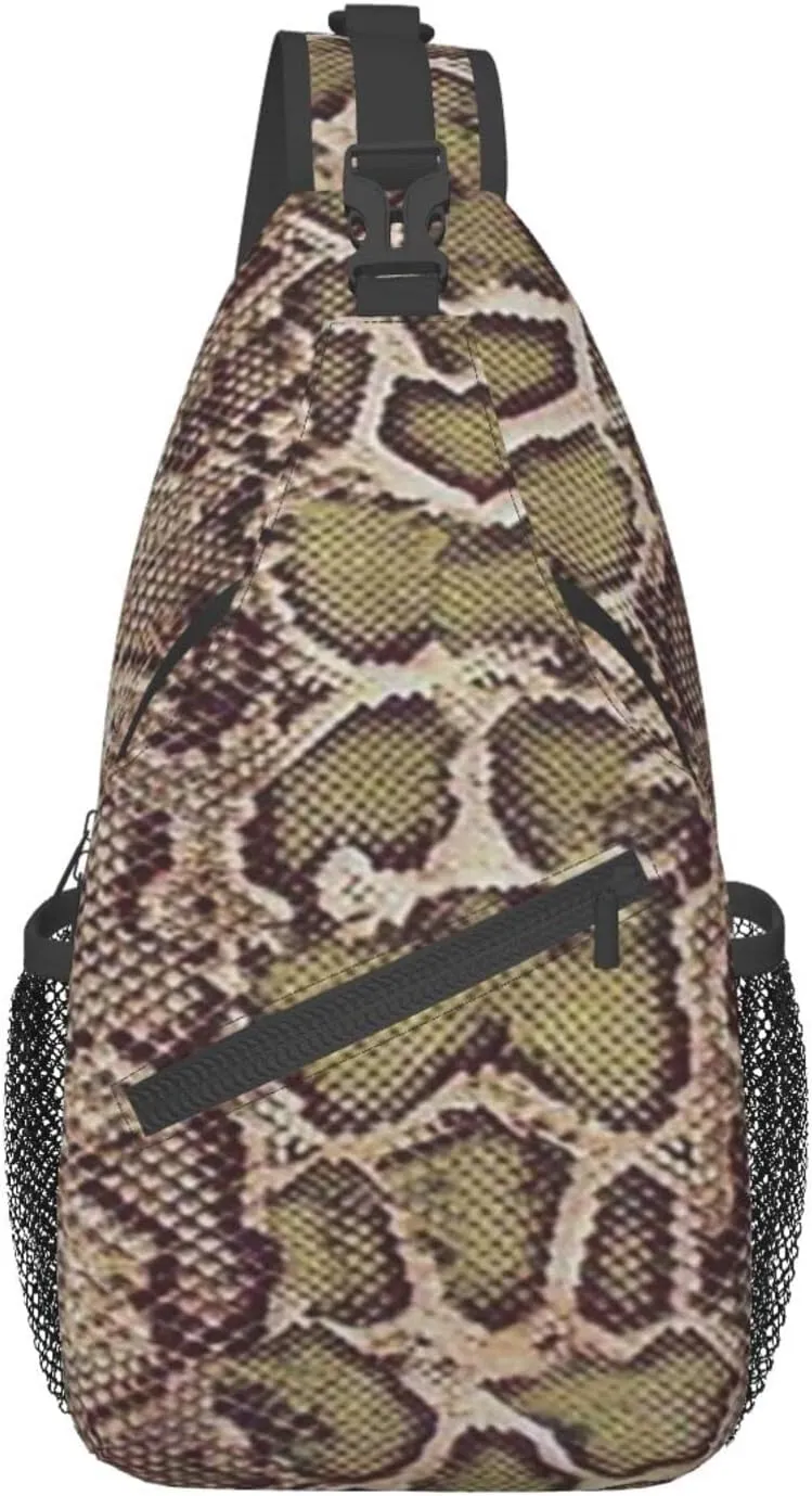 Men'S Crossbody Sling Backpack-Snake Skin Stripe Chest Bags Casual Sport Travel Hiking Daypack