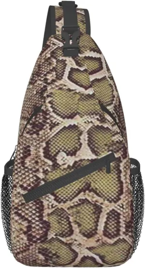 Men'S Crossbody Sling Backpack-Snake Skin Stripe Chest Bags Casual Sport Travel Hiking Daypack