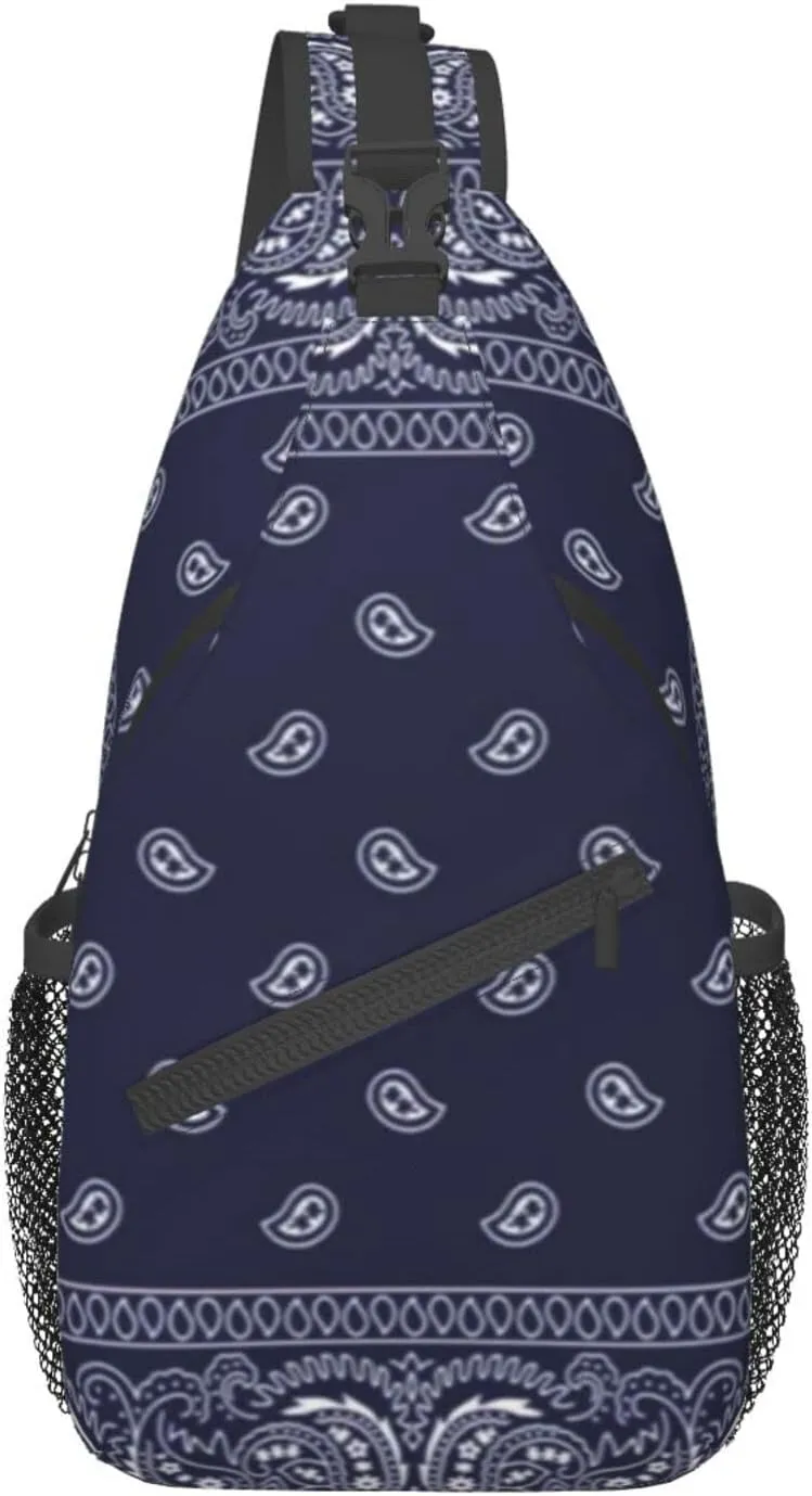 Men'S Crossbody Sling Backpack-Southwestern Bandana Paisley Chest Bags Casual Sport Travel Hiking Daypack