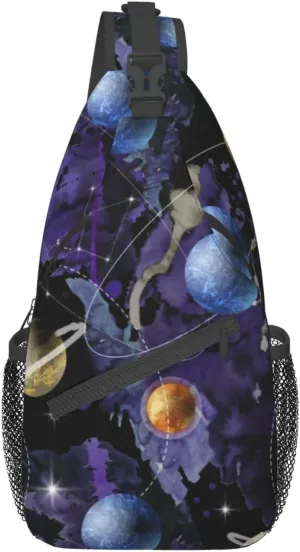 Men'S Crossbody Sling Backpack-Space And Planets Chest Bags Casual Sport Travel Hiking Daypack
