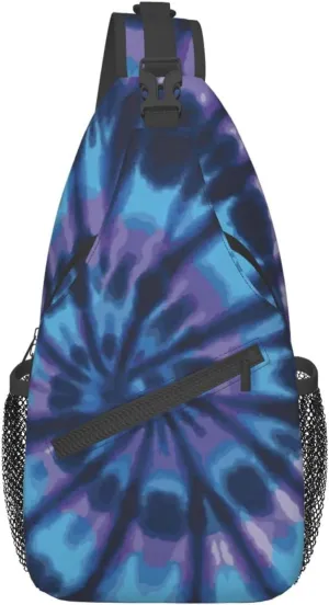 Men'S Crossbody Sling Backpack-Tie Dye Blue Chest Bags Casual Sport Travel Hiking Daypack