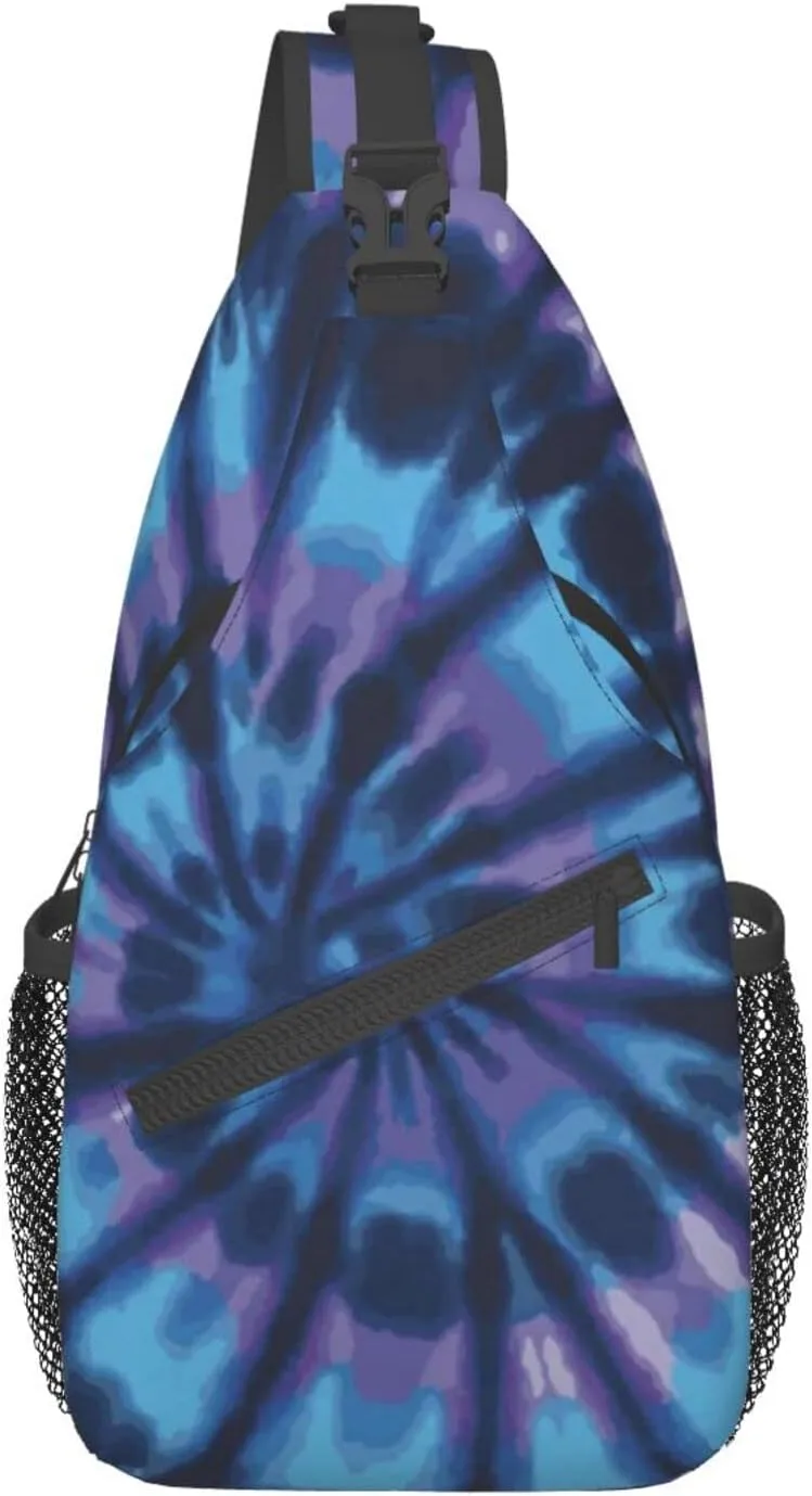 Men'S Crossbody Sling Backpack-Tie Dye Blue Chest Bags Casual Sport Travel Hiking Daypack