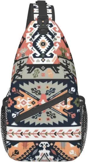 Men'S Crossbody Sling Backpack-Tribal Aztec Geometric Chest Bags Casual Sport Travel Hiking Daypack