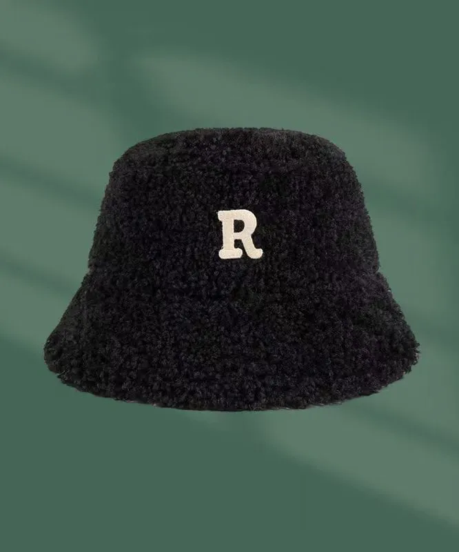 Men's Korean Version Black Versatile Faux Fur Bucket Hat TK035