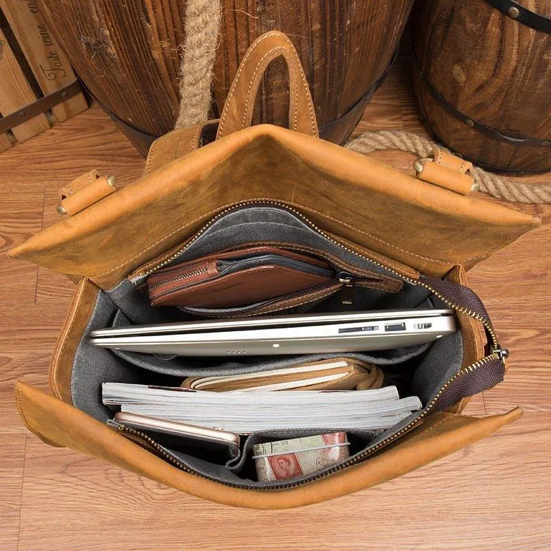 Mens Leather Backpack for Laptop