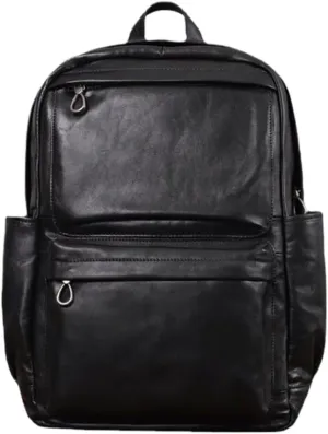Mens Luggage Backpacks Casual Daypack Computers Laptop Bags Genuine Leather Travel Bags Briefcases(Black)