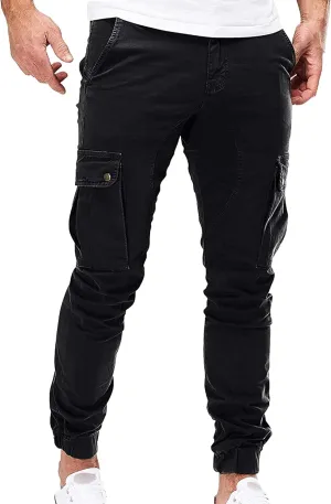 Men's Multi Pocket Jogger Woven Cargo Pants Casual Elastic Waist Tactical Trouser Regular Fit Multi-Pocket Work Pant