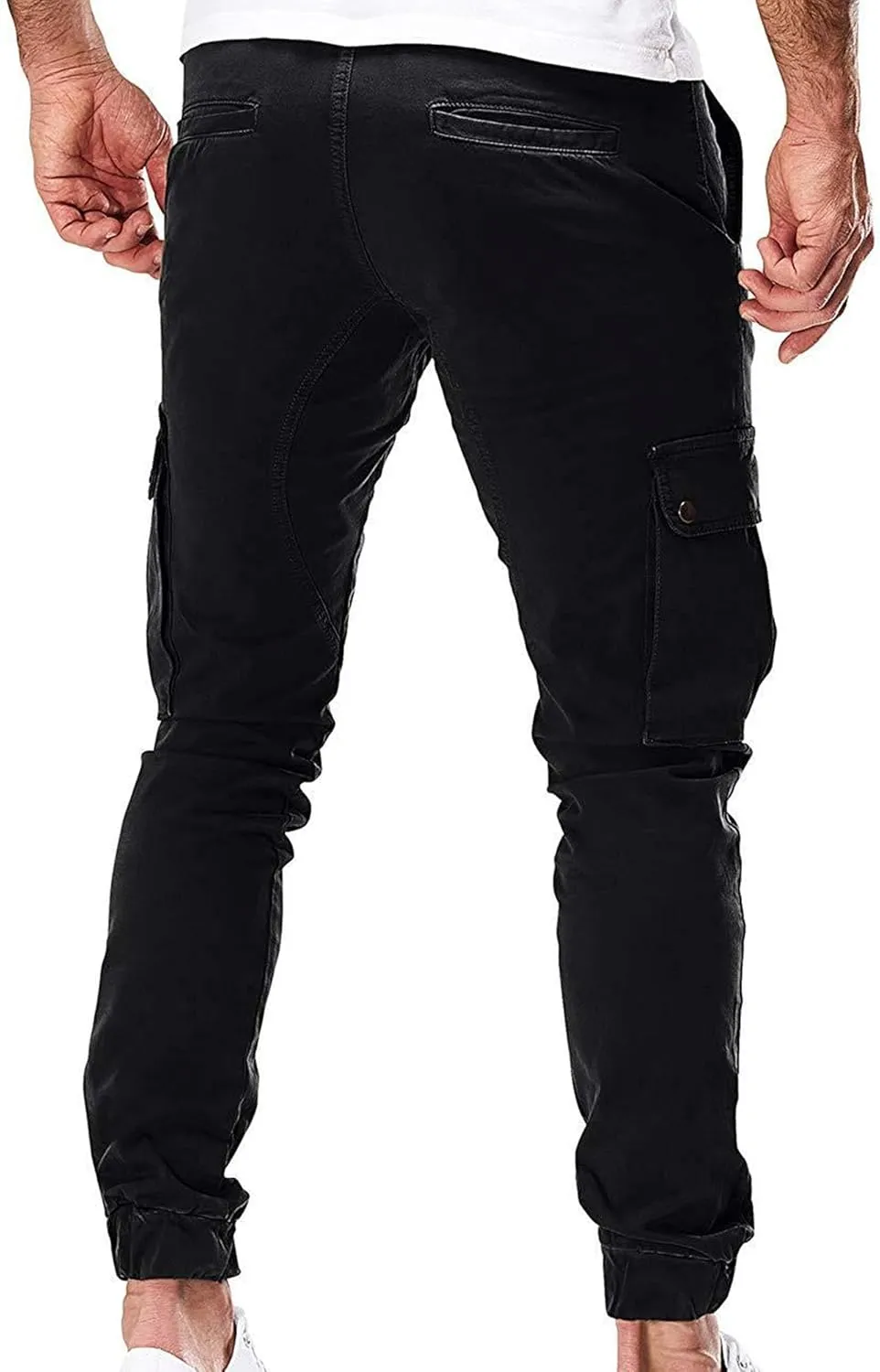 Men's Multi Pocket Jogger Woven Cargo Pants Casual Elastic Waist Tactical Trouser Regular Fit Multi-Pocket Work Pant