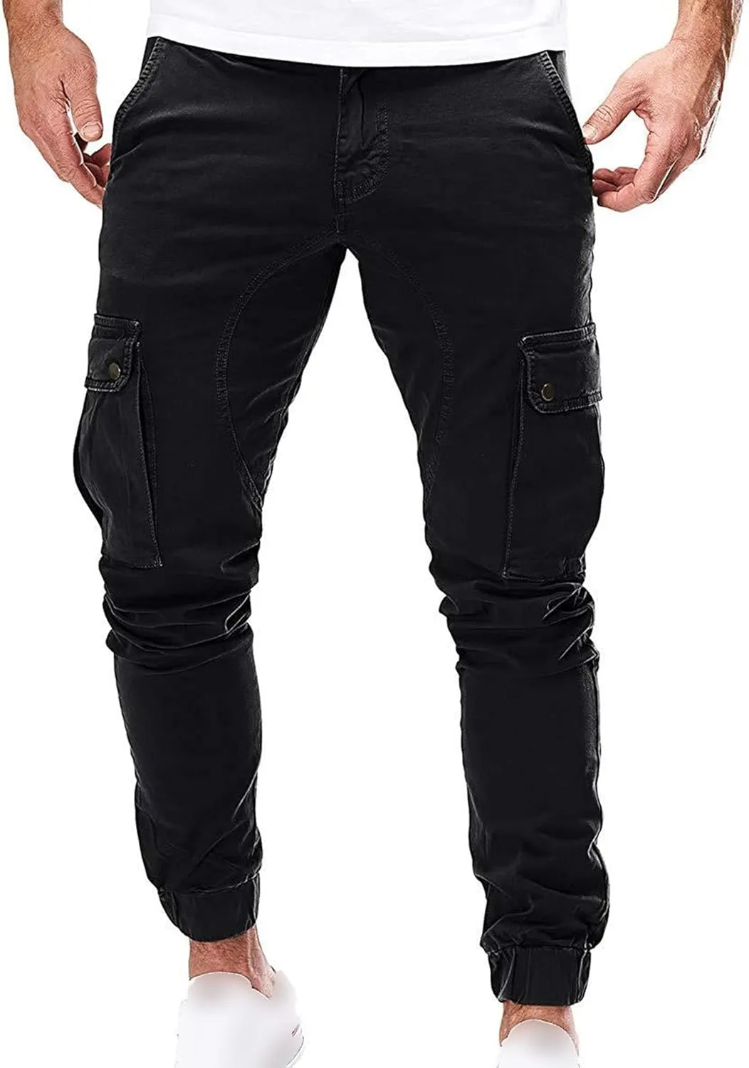 Men's Multi Pocket Jogger Woven Cargo Pants Casual Elastic Waist Tactical Trouser Regular Fit Multi-Pocket Work Pant