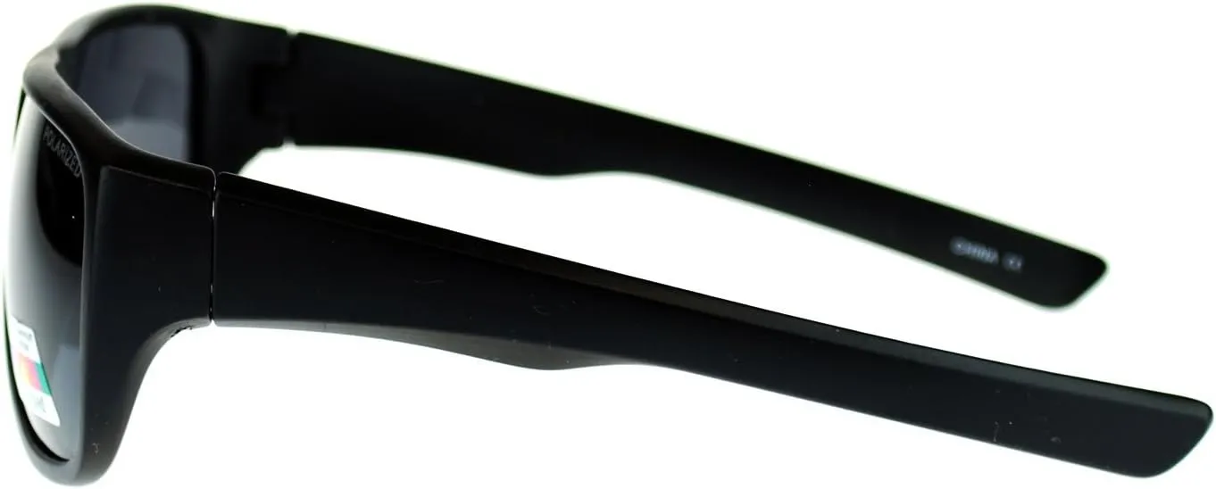 Mens Oversized Rectangular Polarized Sporty Plastic Biker Sunglasses