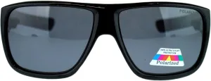 Mens Oversized Rectangular Polarized Sporty Plastic Biker Sunglasses