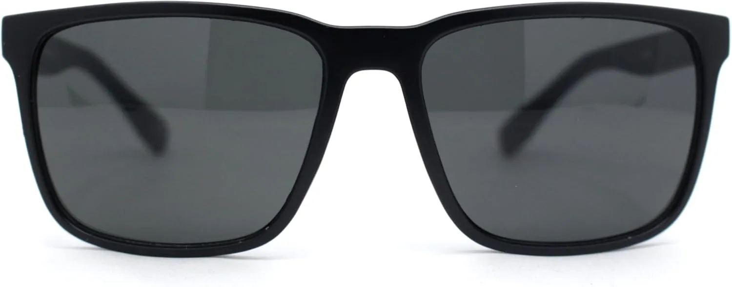 Mens Rectangular Minimal Horn Rim Sporty Gentlemanly Sunglasses