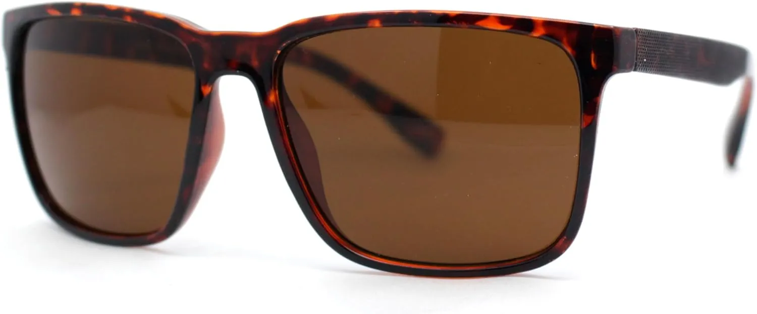 Mens Rectangular Minimal Horn Rim Sporty Gentlemanly Sunglasses