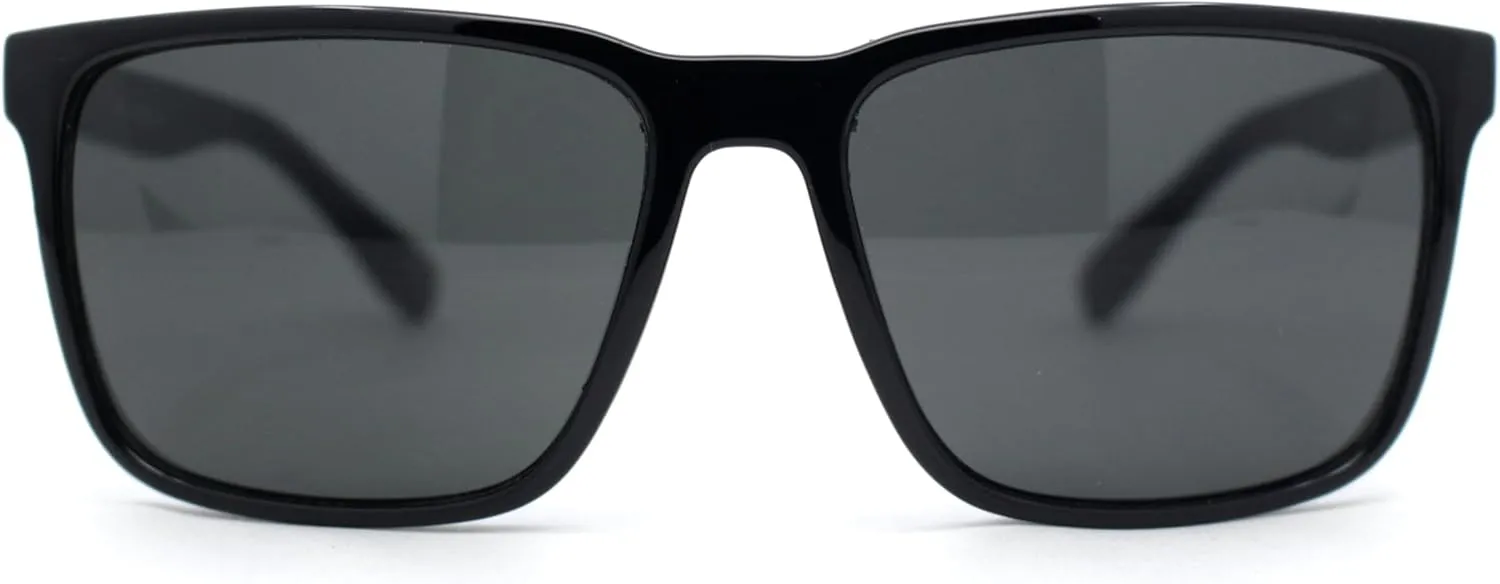 Mens Rectangular Minimal Horn Rim Sporty Gentlemanly Sunglasses