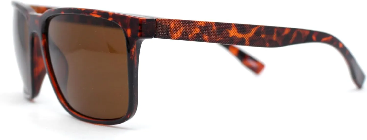 Mens Rectangular Minimal Horn Rim Sporty Gentlemanly Sunglasses