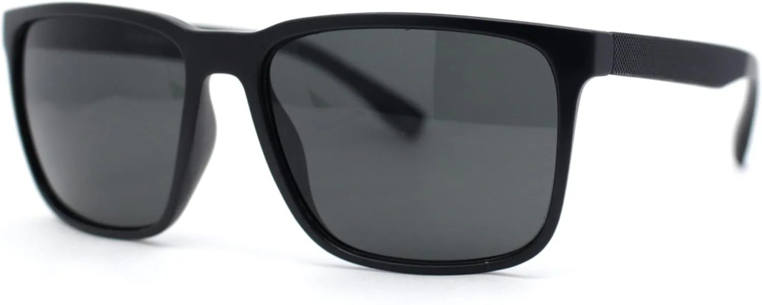 Mens Rectangular Minimal Horn Rim Sporty Gentlemanly Sunglasses