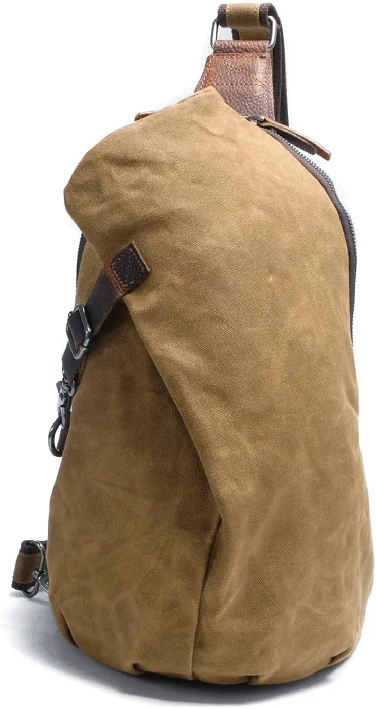 Men's Sling Backpack Waxed Canvas Crossbody Bag Casual Daypacks