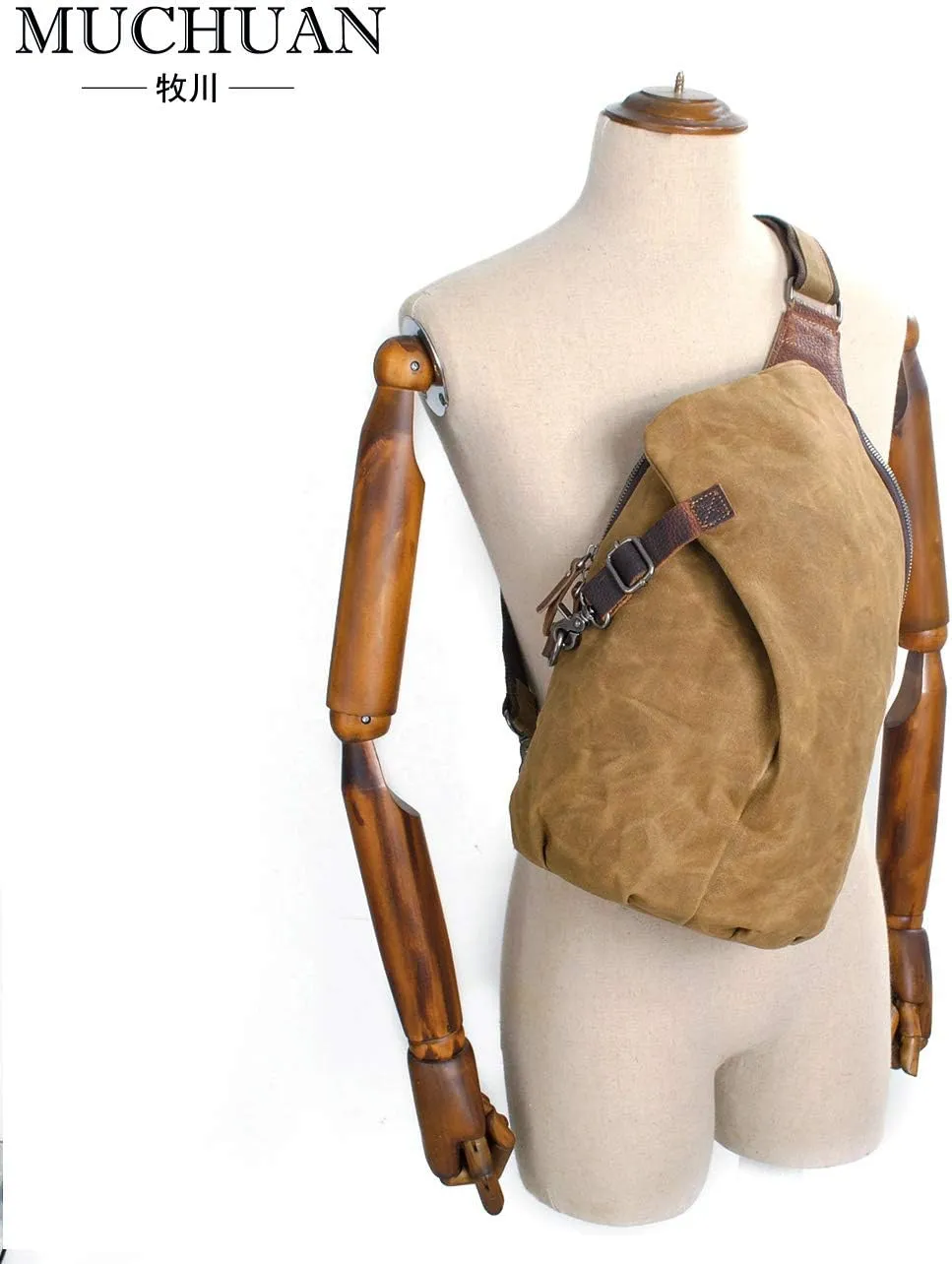 Men's Sling Backpack Waxed Canvas Crossbody Bag Casual Daypacks