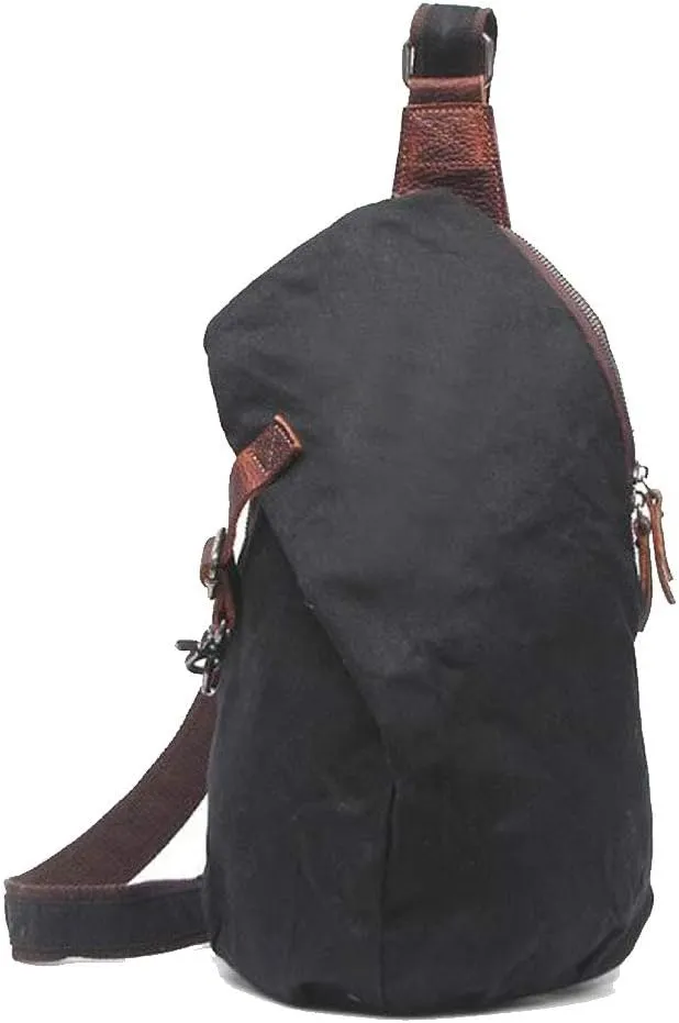 Men's Sling Backpack Waxed Canvas Crossbody Bag Casual Daypacks