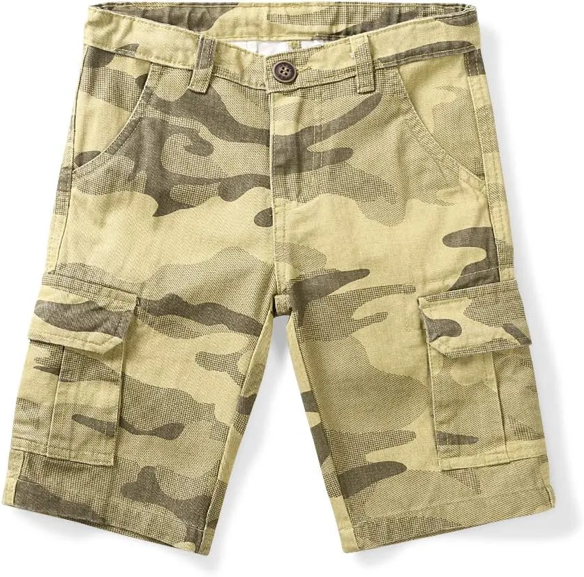 Mesinsefra Boys' Lightweight Casual Adjustable Waist Multi Pocket Cargo Shorts