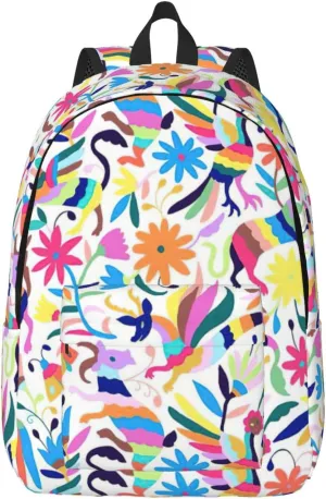 Mexican Otomi Animals Print Canvas Backpack Women,Mens Travel Casual Daypack Bookbag For Laptop Work Travel Hiking