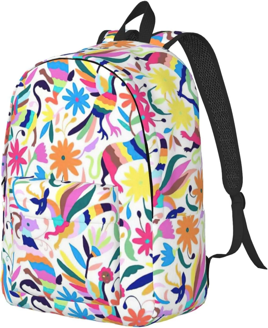 Mexican Otomi Animals Print Canvas Backpack Women,Mens Travel Casual Daypack Bookbag For Laptop Work Travel Hiking
