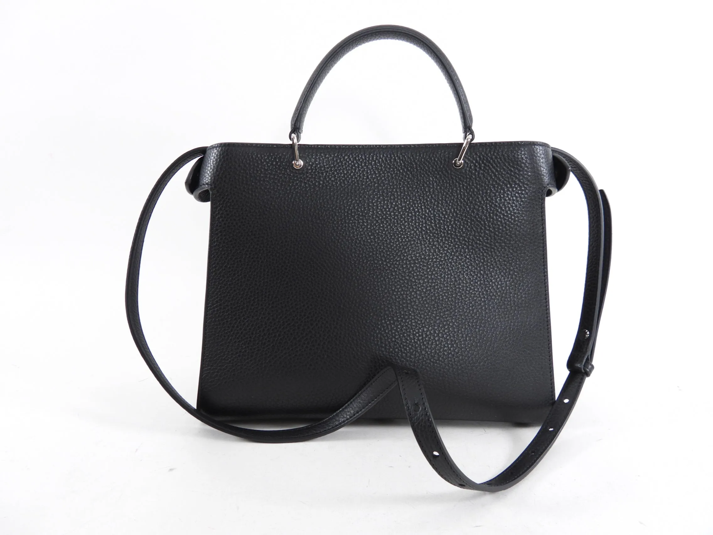 Michino Black Leather Lutece PM Top Handle Bag