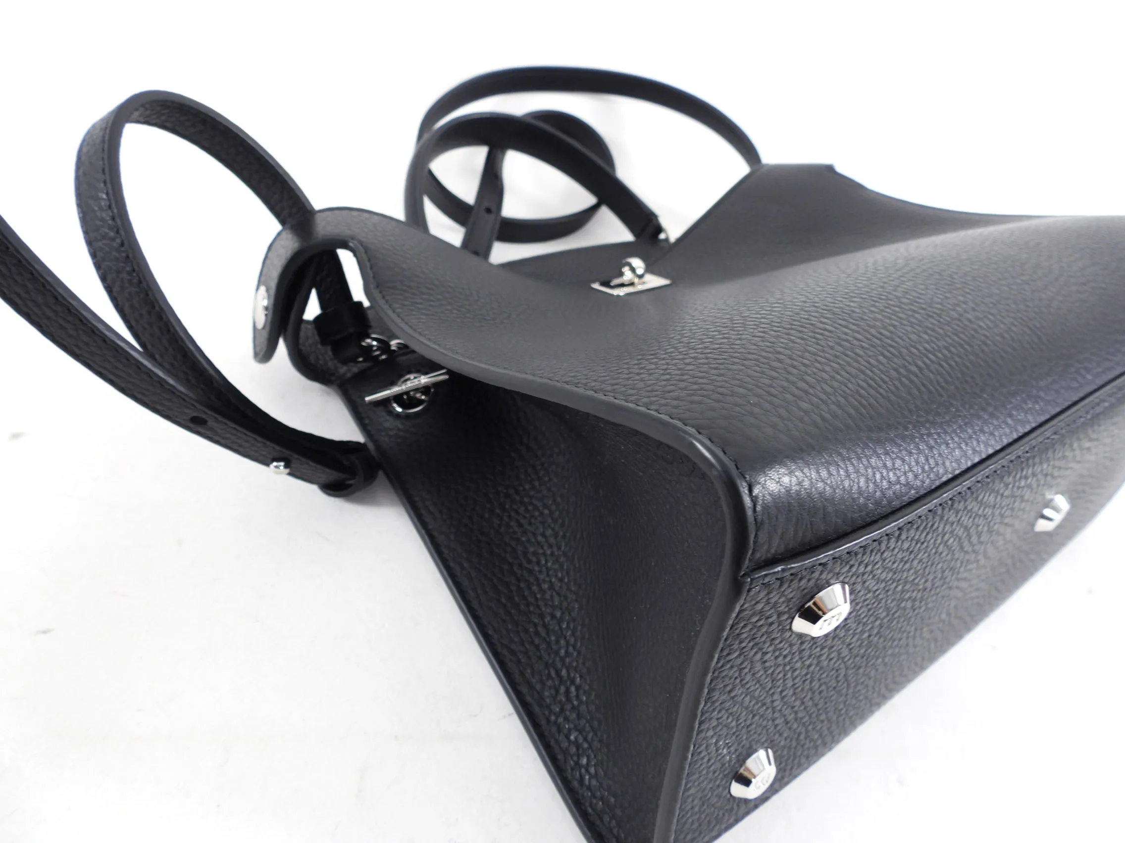 Michino Black Leather Lutece PM Top Handle Bag