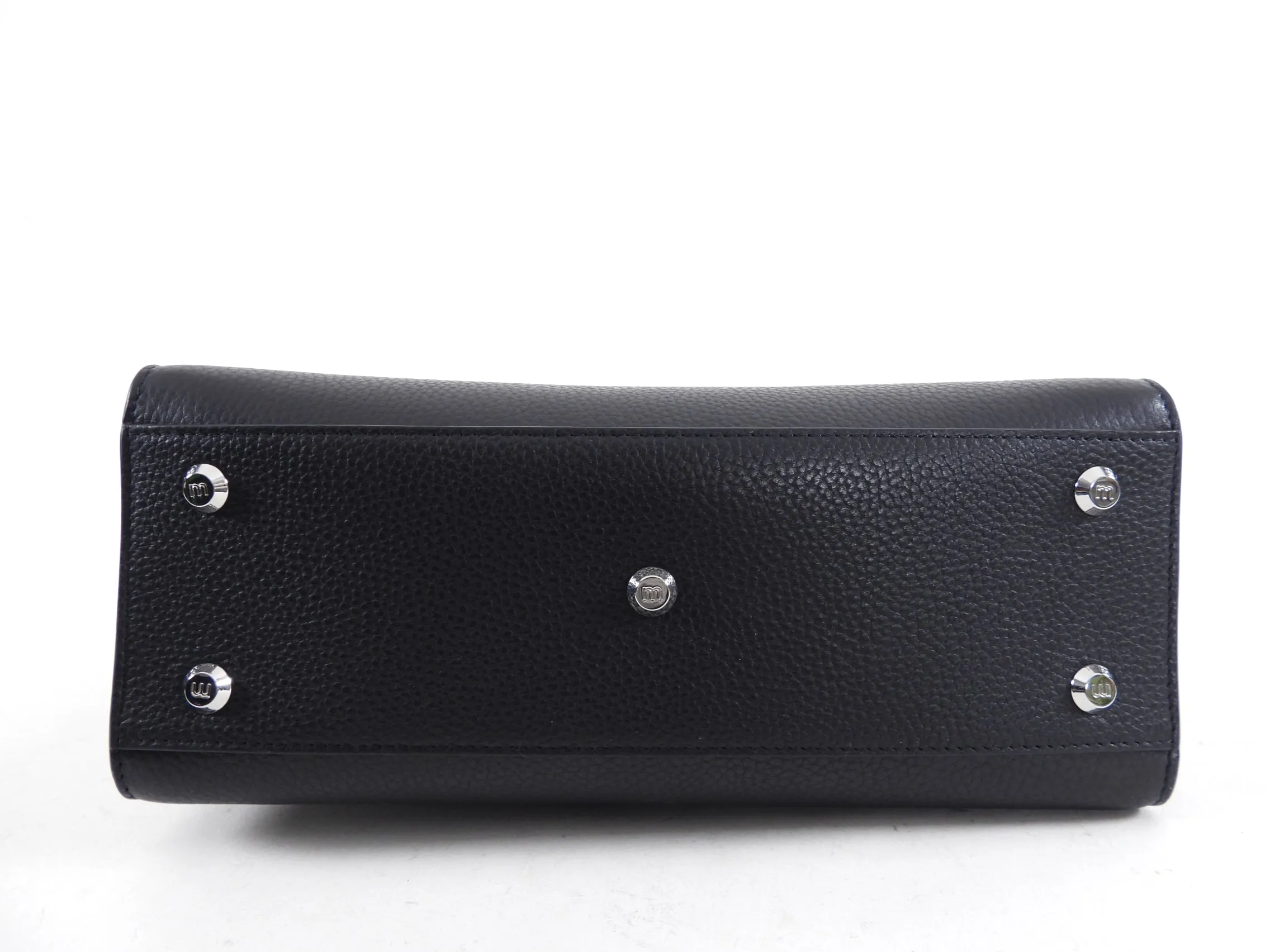 Michino Black Leather Lutece PM Top Handle Bag