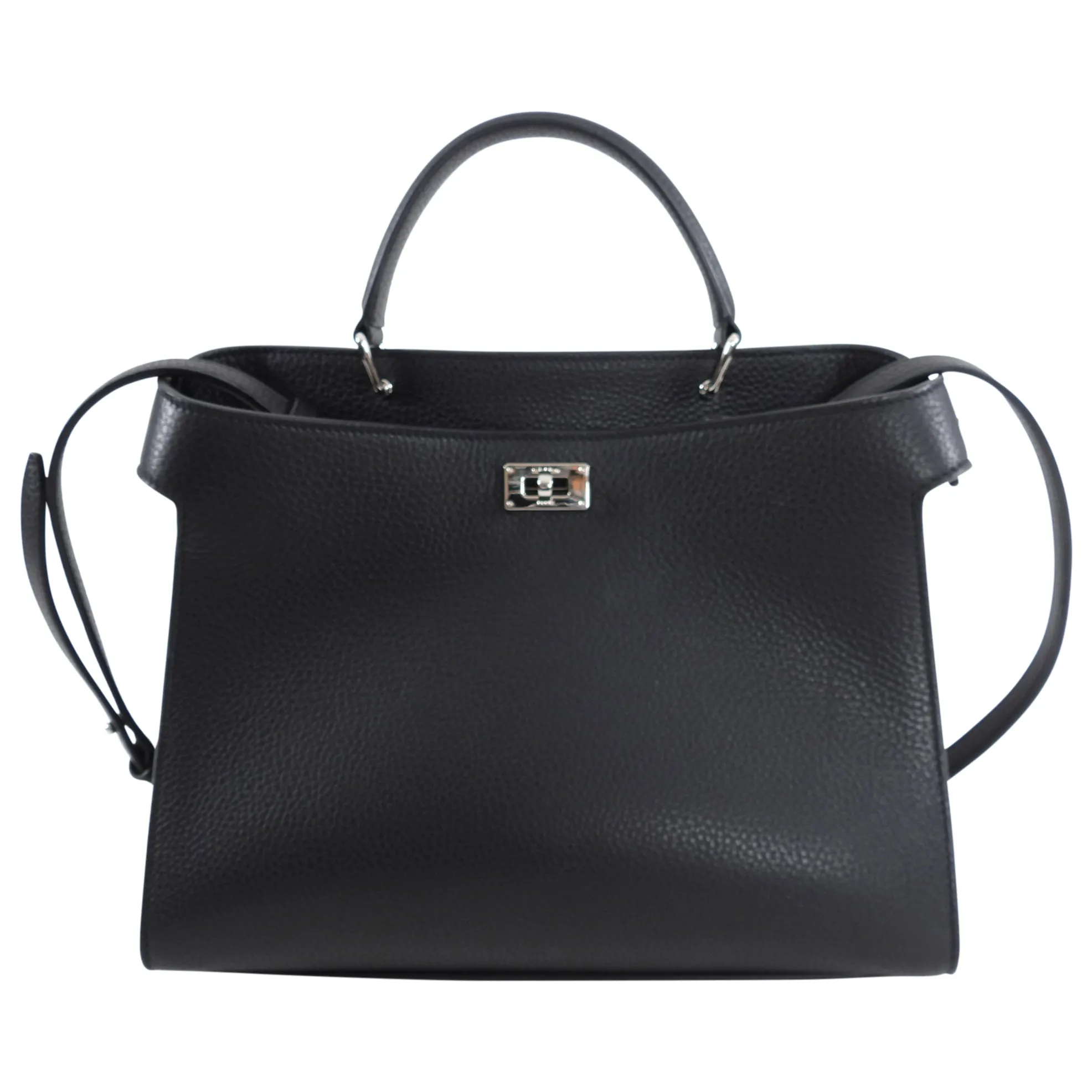 Michino Black Leather Lutece PM Top Handle Bag