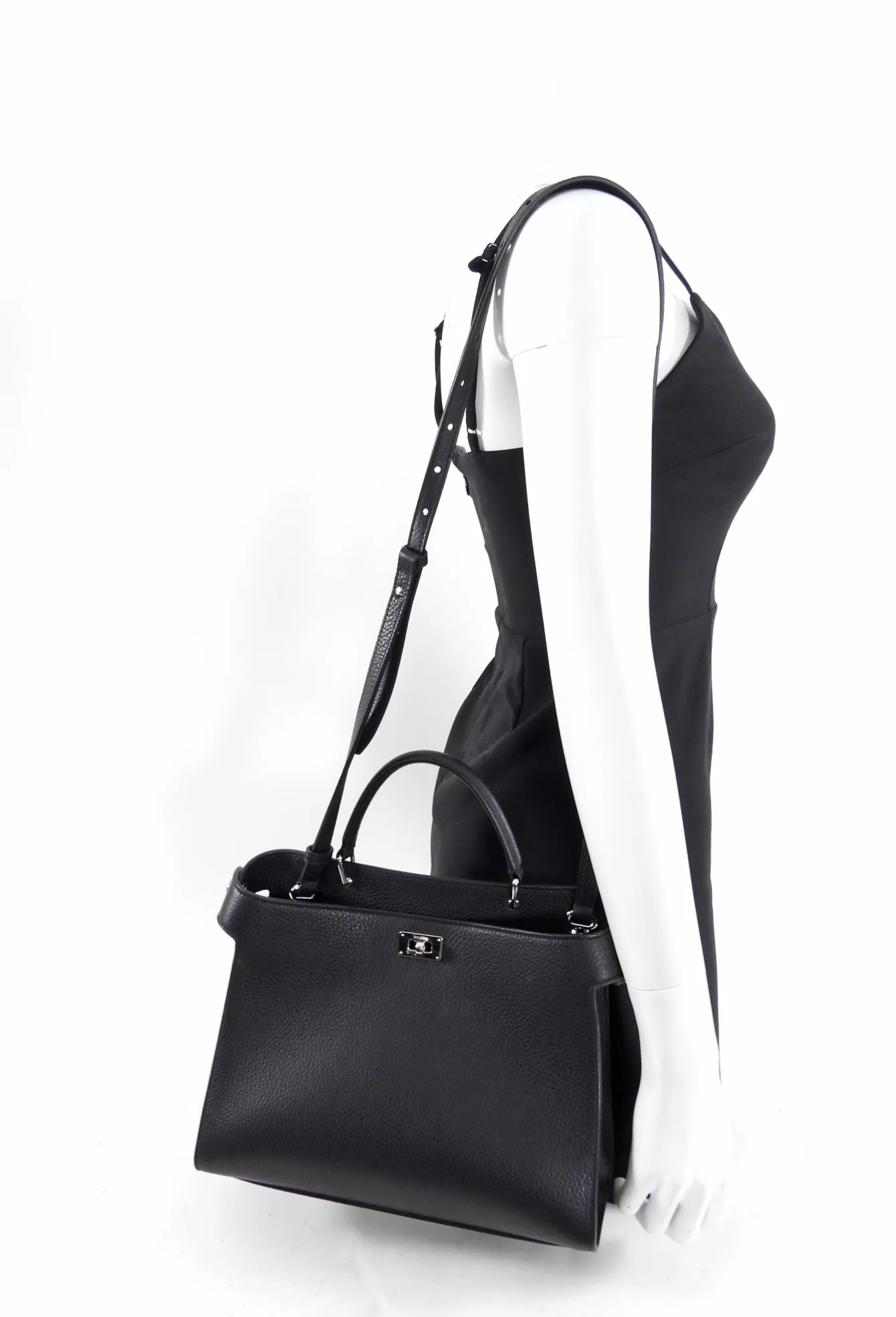 Michino Black Leather Lutece PM Top Handle Bag