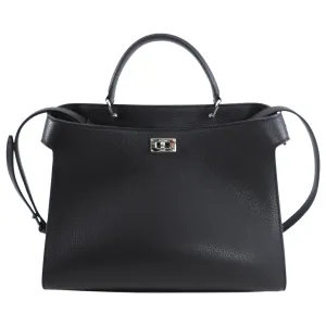 Michino Black Leather Lutece PM Top Handle Bag