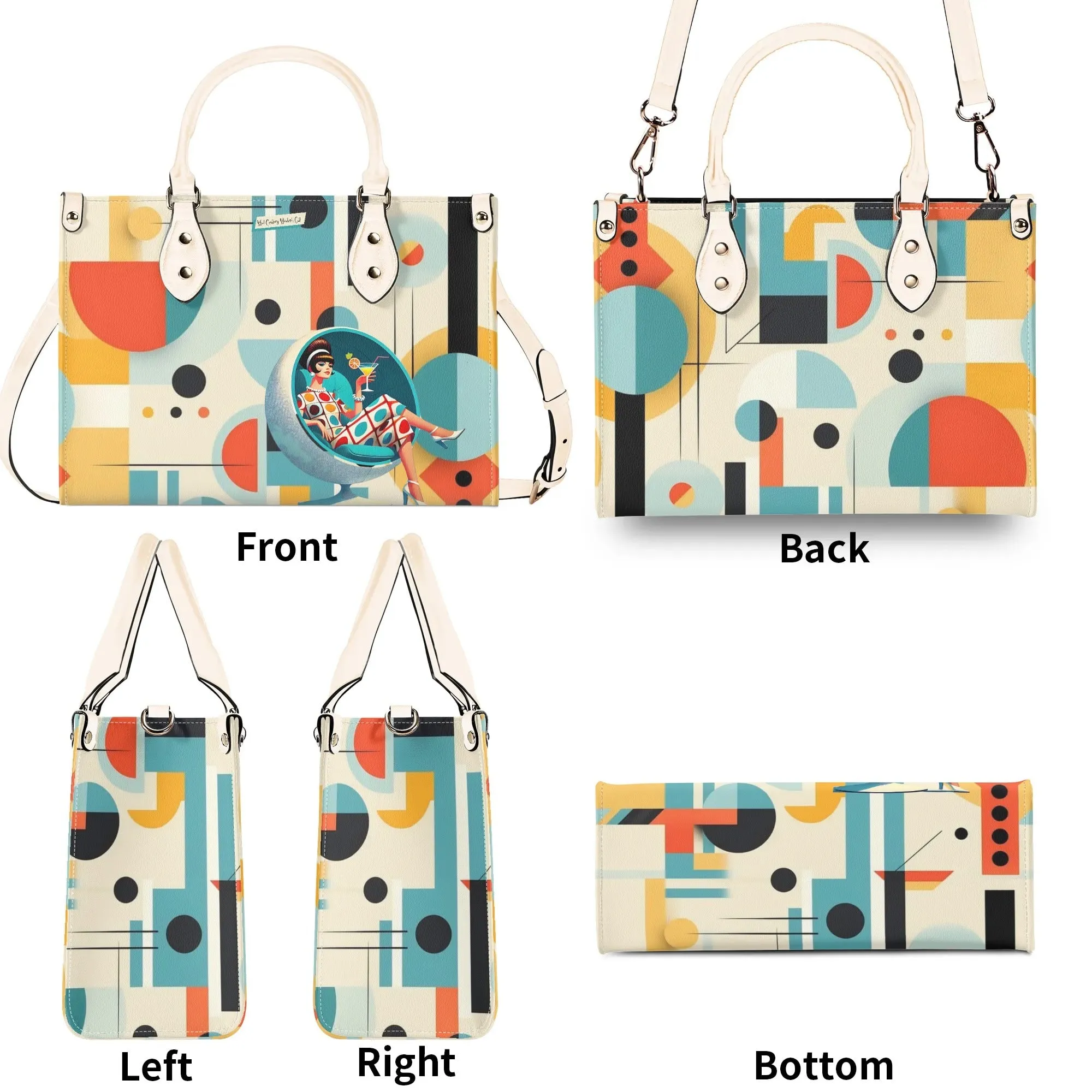 Mid Century Mod Gal, Bauhaus Designed, Funky Fun Handbag, Shoulder Bag