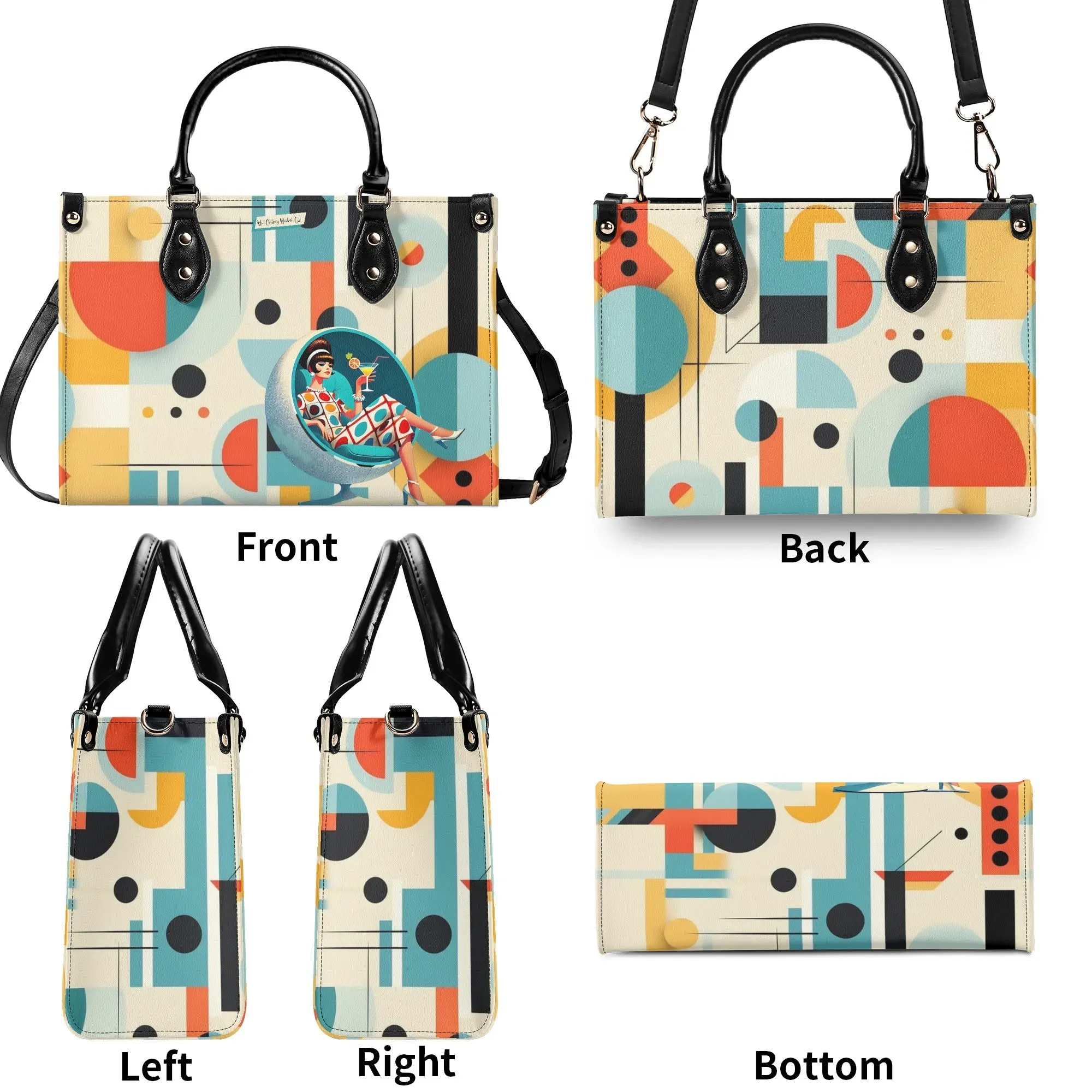 Mid Century Mod Gal, Bauhaus Designed, Funky Fun Handbag, Shoulder Bag