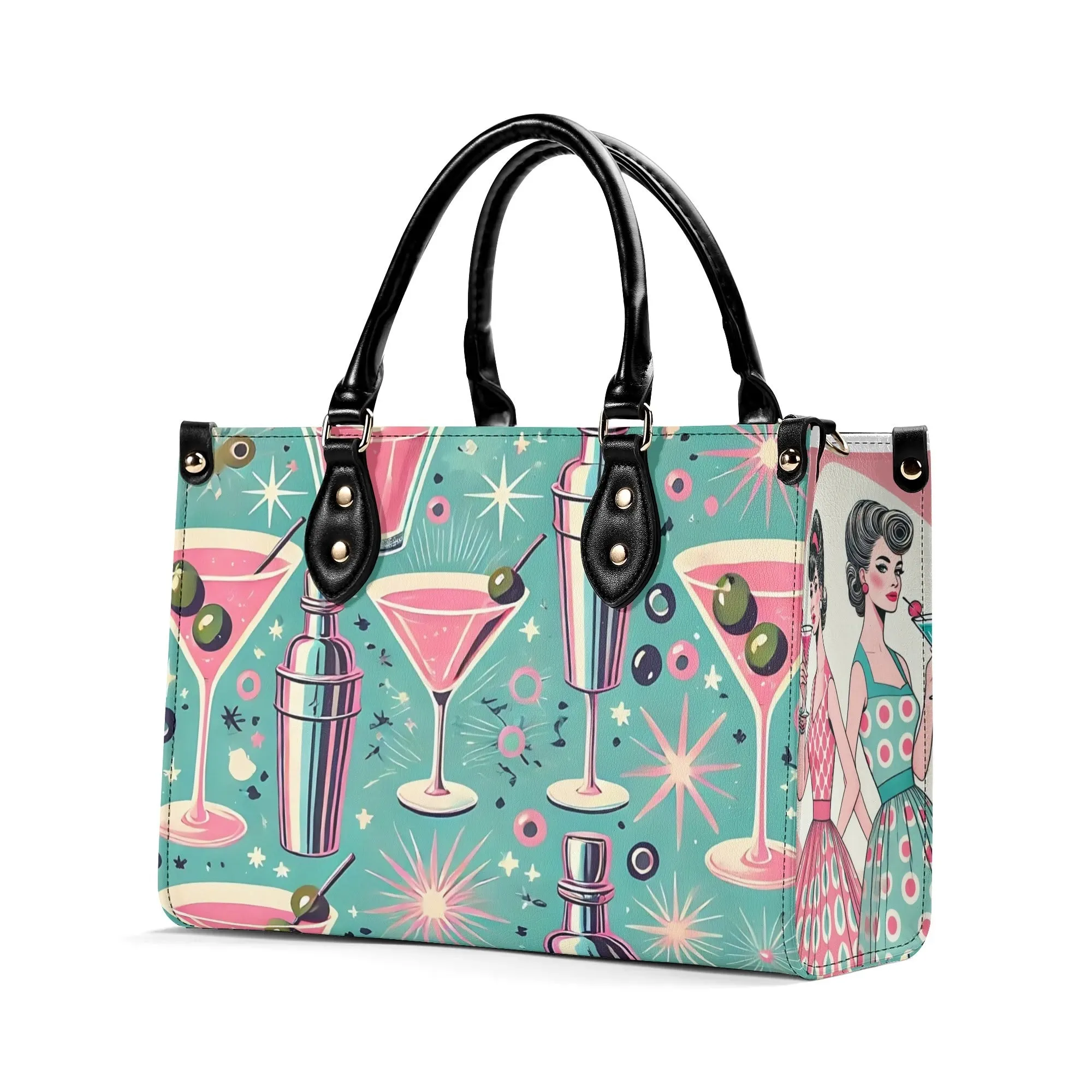 Mid Century Modern Atomic Cocktail Retro Gal Handbag, Kitschy Purse