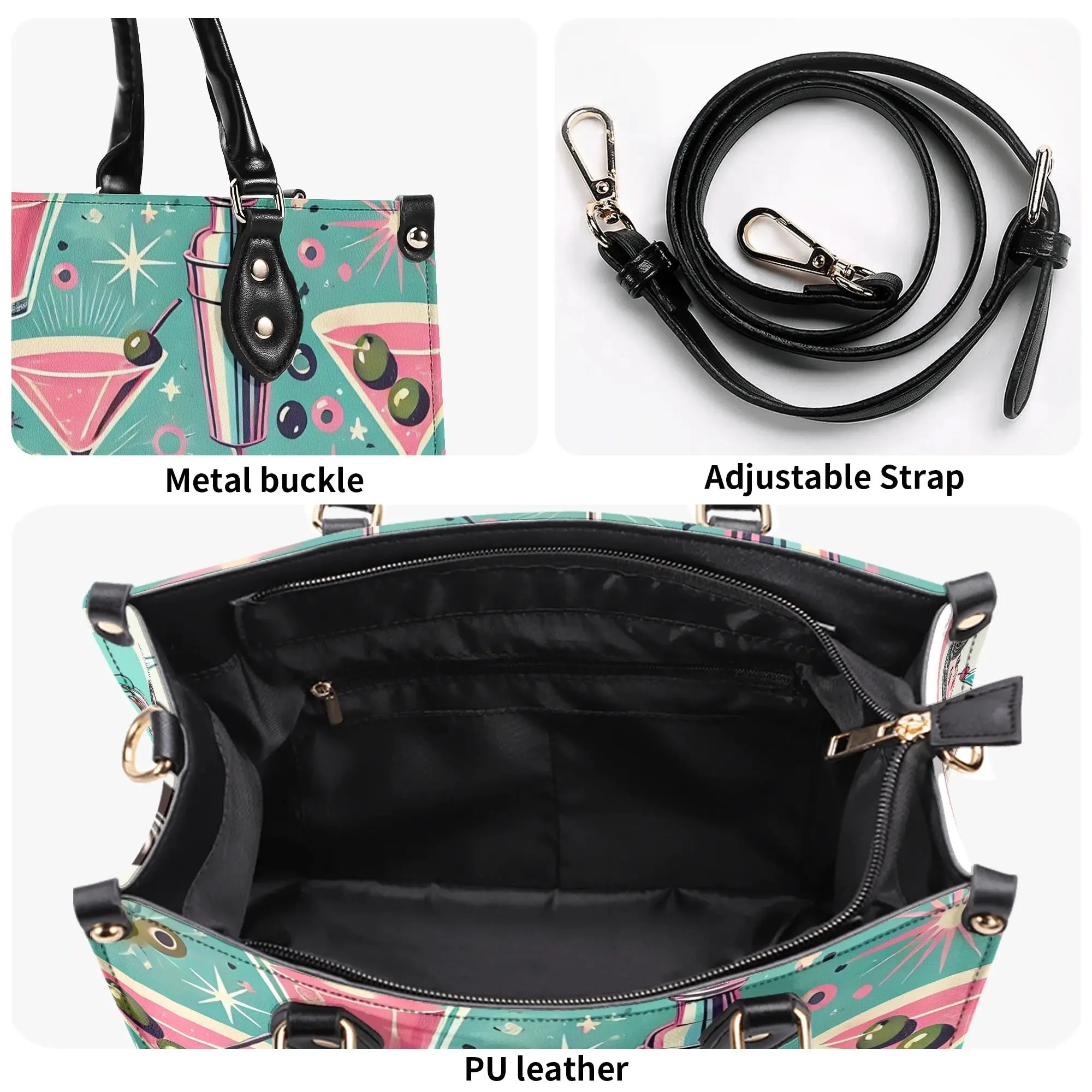 Mid Century Modern Atomic Cocktail Retro Gal Handbag, Kitschy Purse