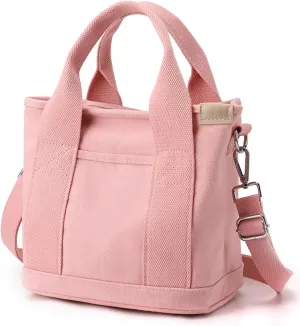 MINGRI Canvas Tote Bag for Women, Small Tote Bag with Zip, Canvas Crossbody Bag, Everything Tote Bag with Compartments