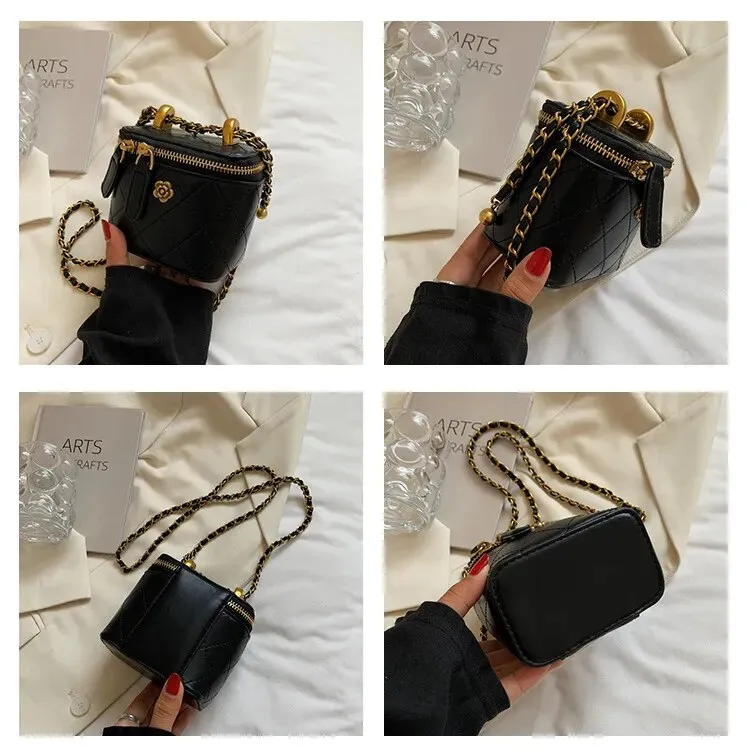 Mini Camellia Quilted Bucket Bag