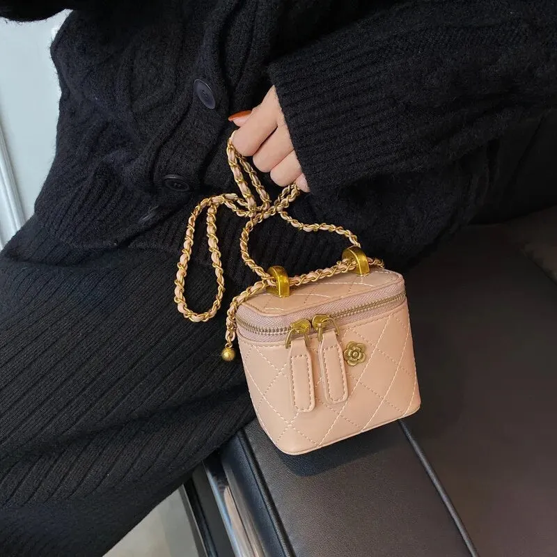 Mini Camellia Quilted Bucket Bag