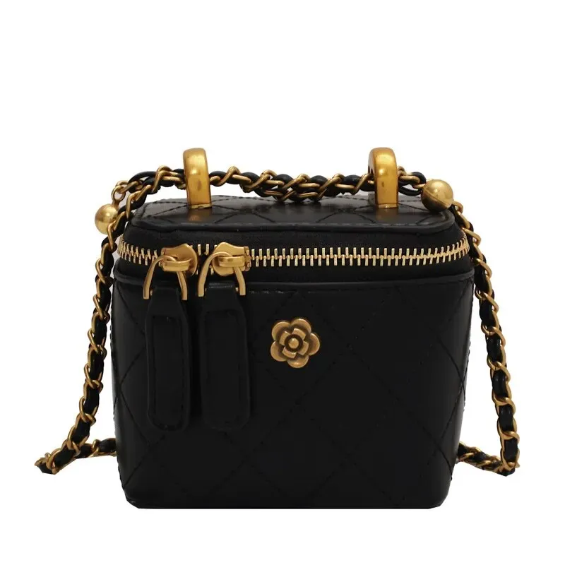 Mini Camellia Quilted Bucket Bag