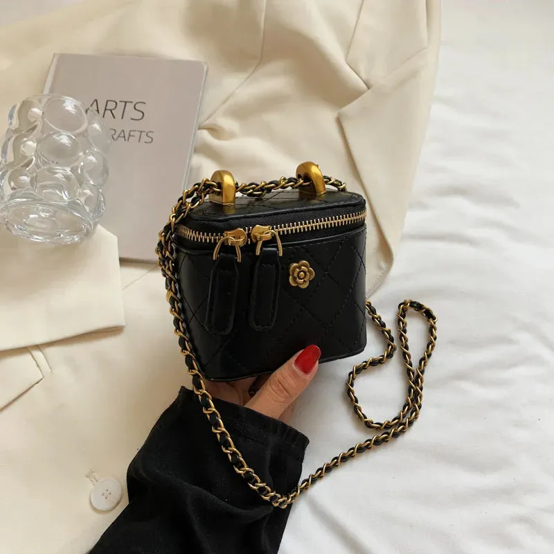 Mini Camellia Quilted Bucket Bag