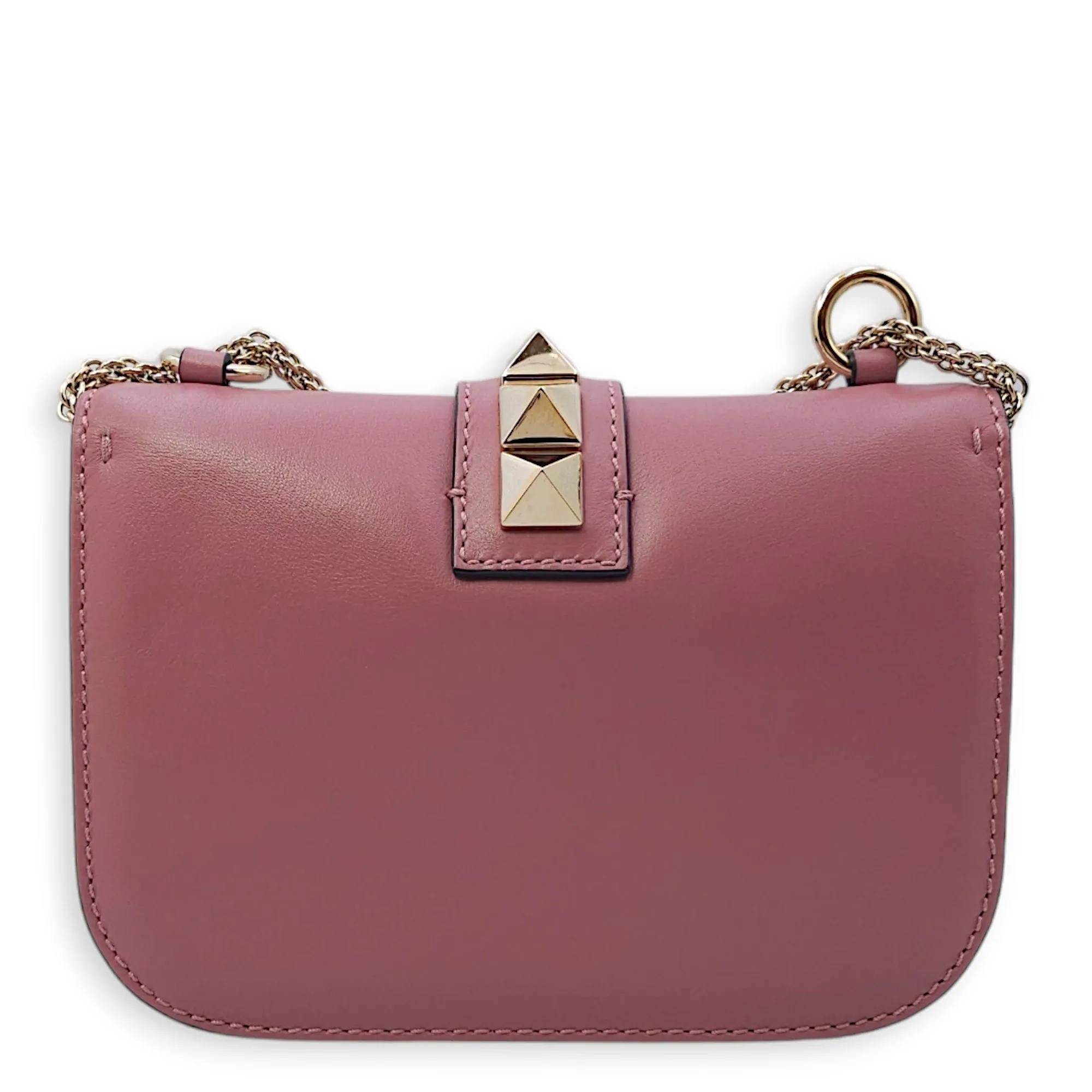 Mini Glam Lock Flap 20x13x6.5cm Pink Crossbody Bag in Calfskin, Gold hardware