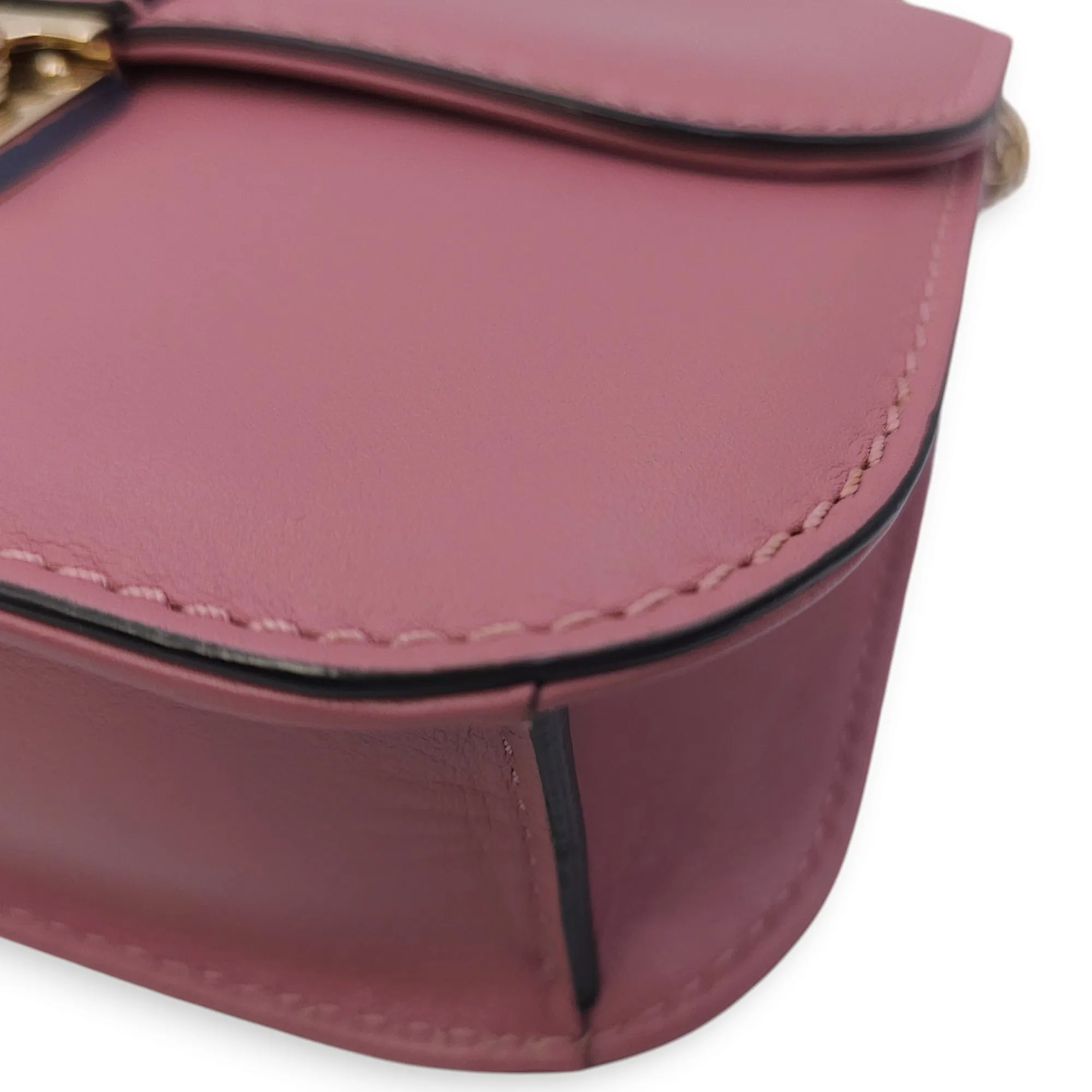 Mini Glam Lock Flap 20x13x6.5cm Pink Crossbody Bag in Calfskin, Gold hardware