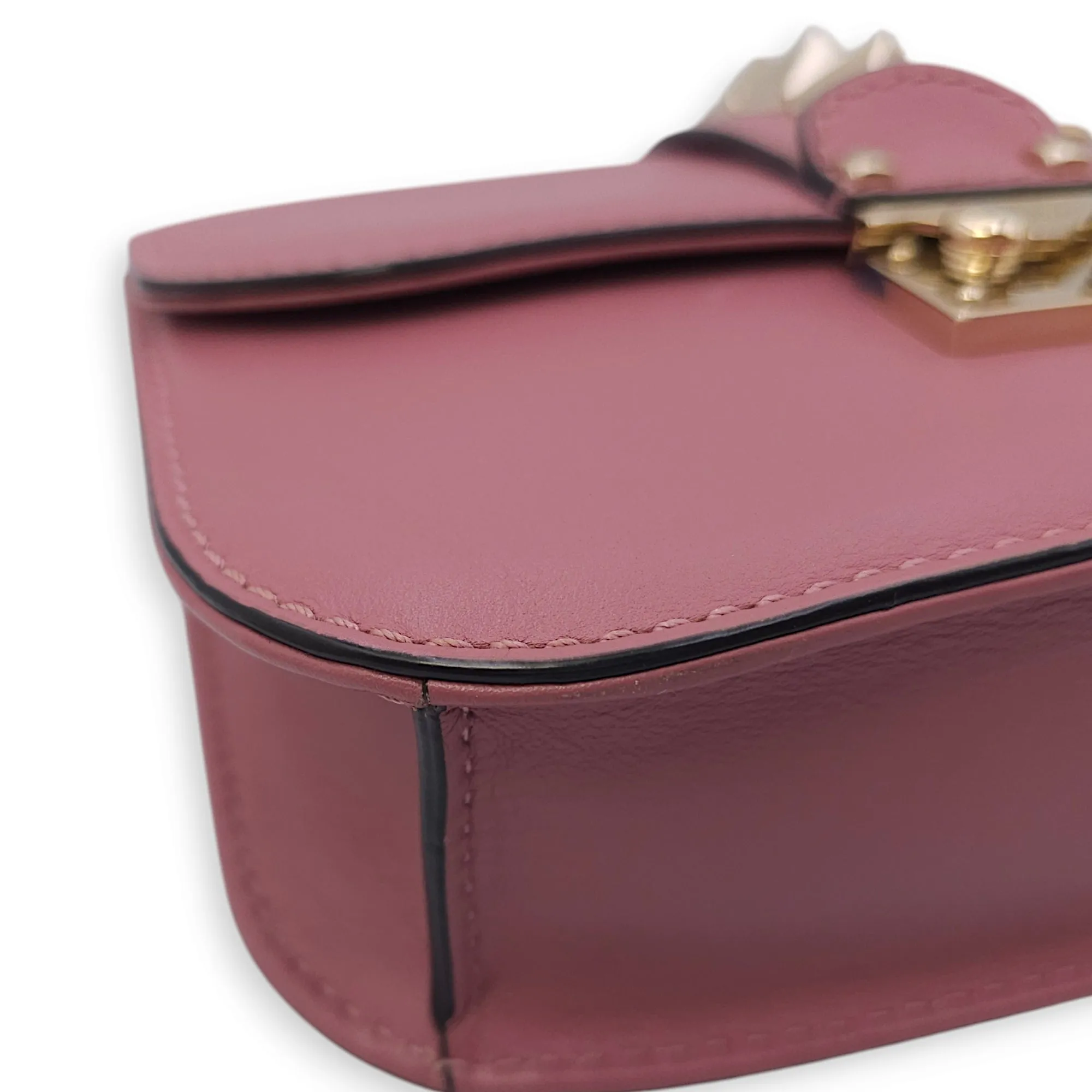 Mini Glam Lock Flap 20x13x6.5cm Pink Crossbody Bag in Calfskin, Gold hardware