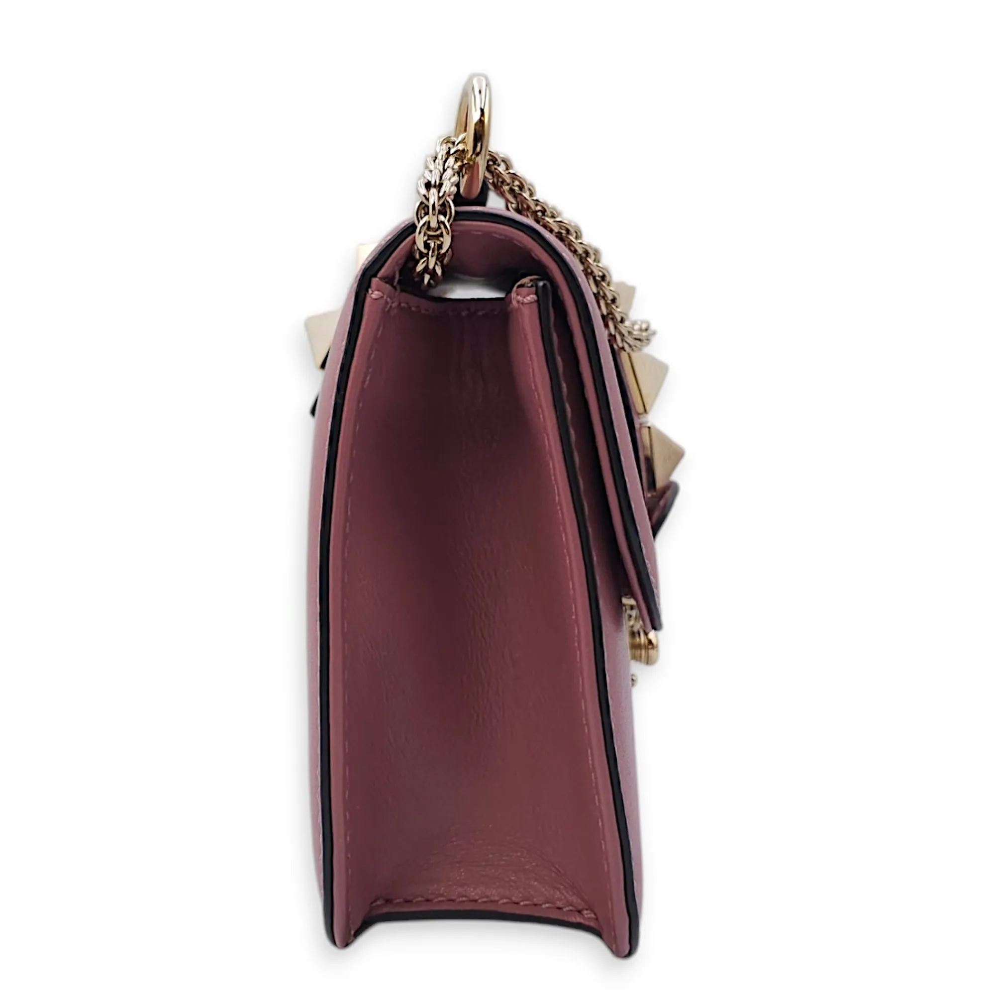 Mini Glam Lock Flap 20x13x6.5cm Pink Crossbody Bag in Calfskin, Gold hardware