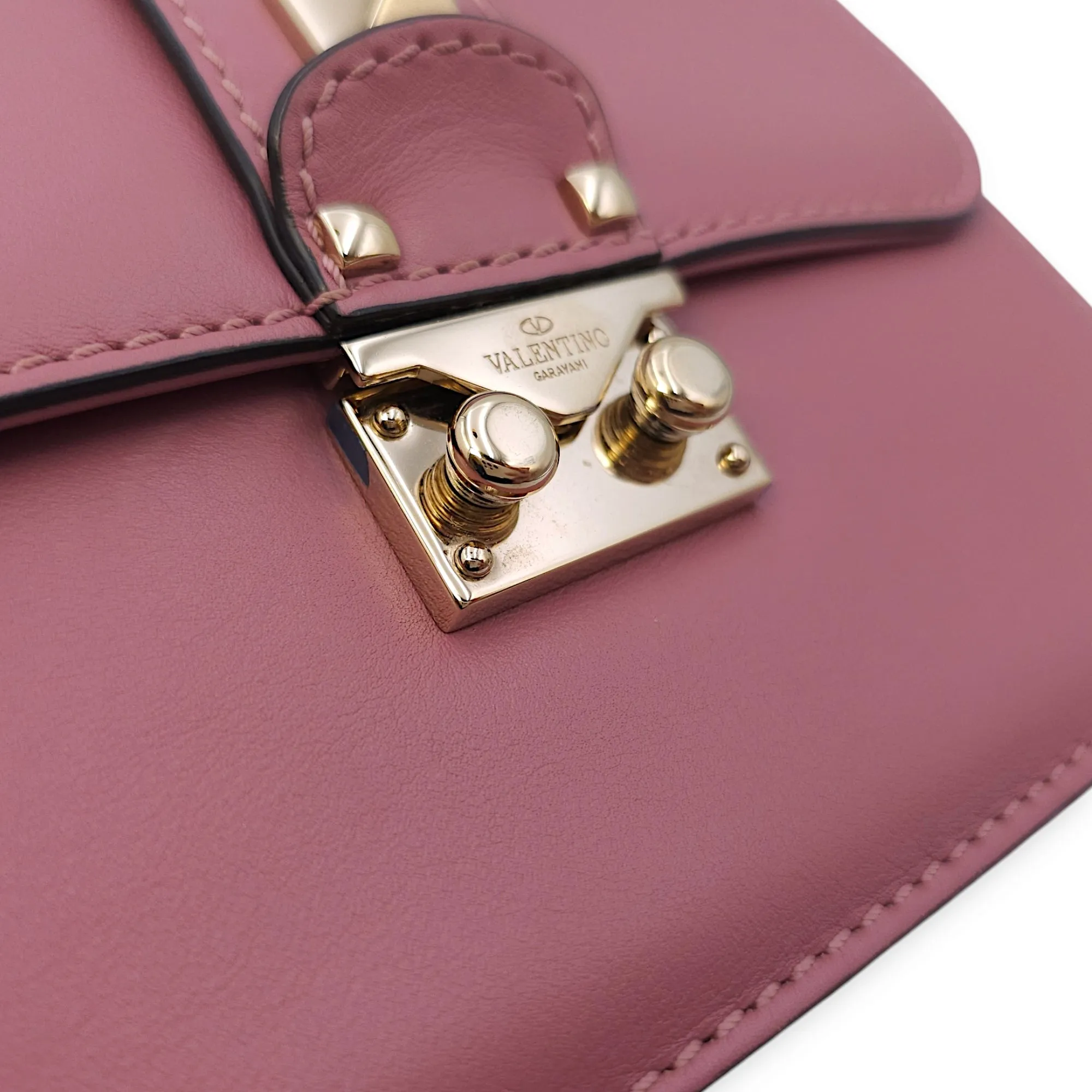Mini Glam Lock Flap 20x13x6.5cm Pink Crossbody Bag in Calfskin, Gold hardware