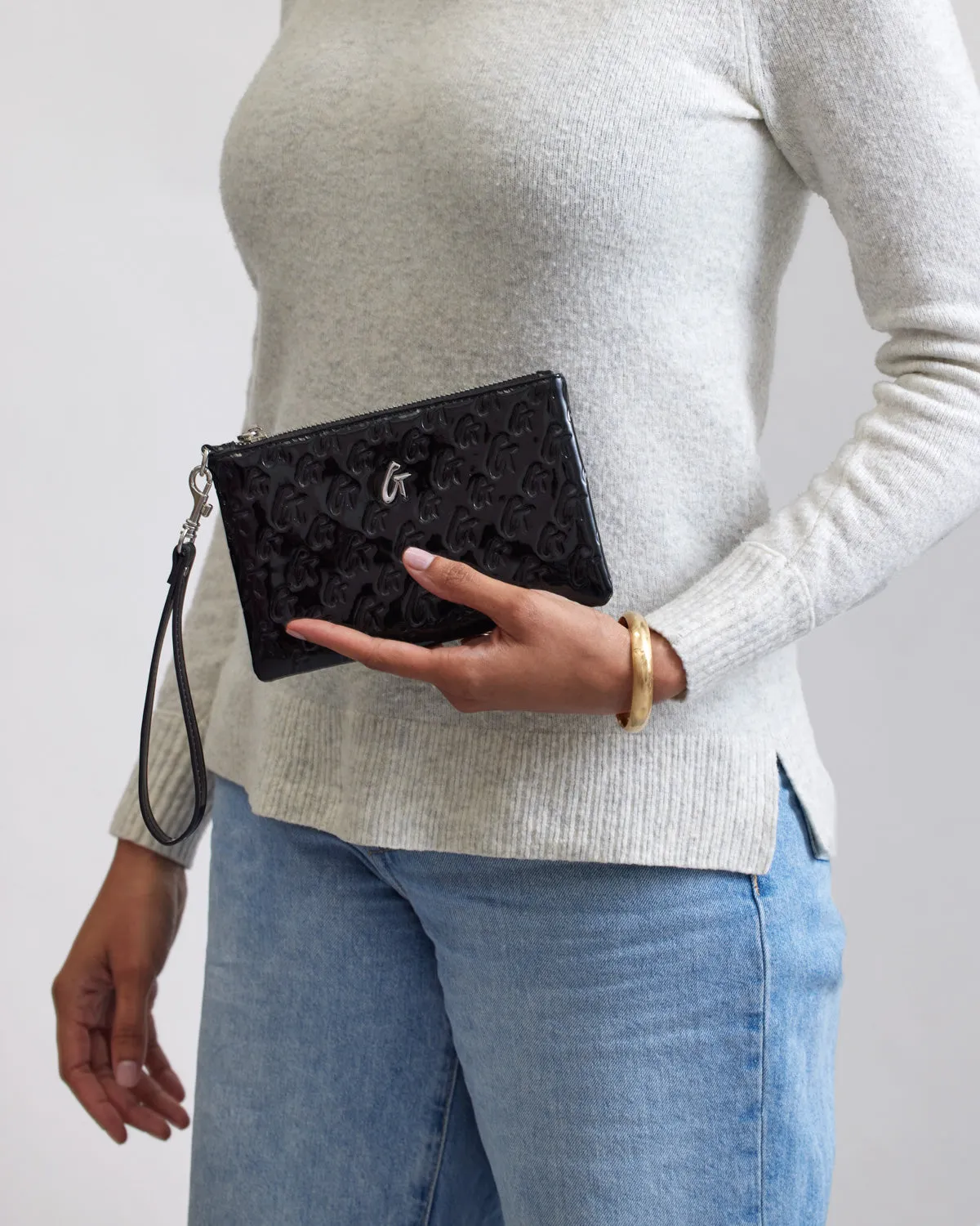 MINI MONOGRAM SILVER WRISTLET - MIRROR BLACK