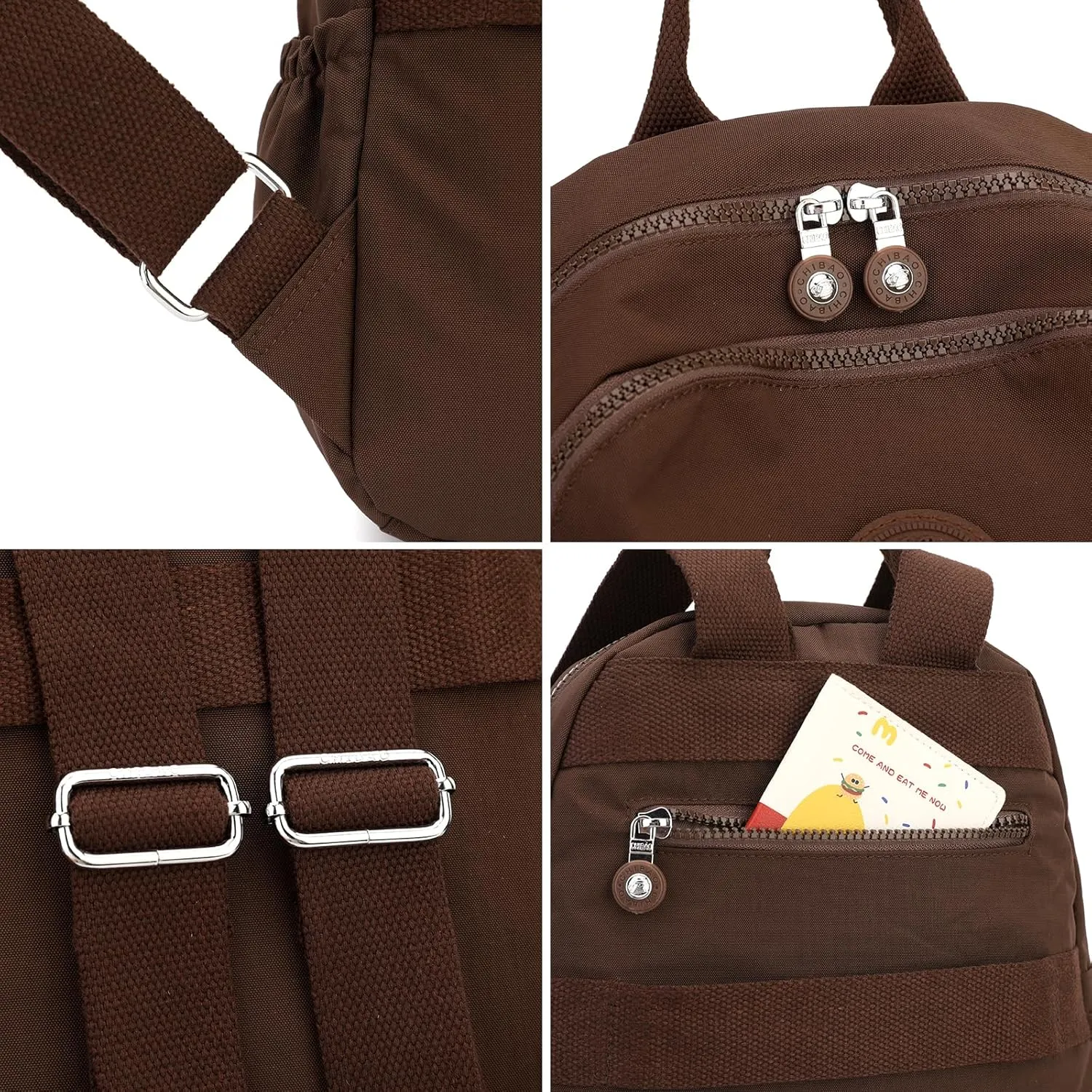 Mini Nylon Women Backpacks,11L Small Ladies backpacks Casual Lightweight Women Shopping Travel Daypack (Brown)