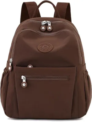 Mini Nylon Women Backpacks,11L Small Ladies backpacks Casual Lightweight Women Shopping Travel Daypack (Brown)