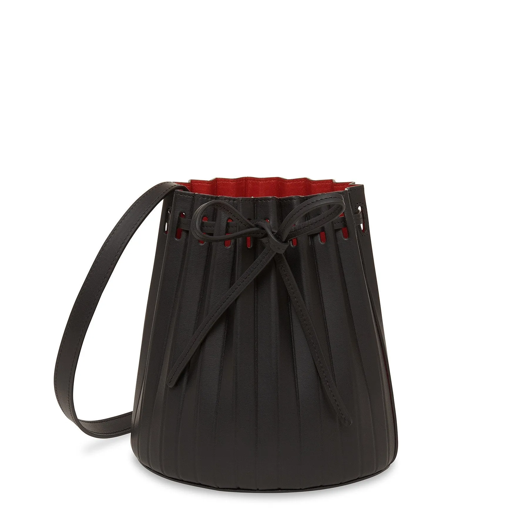 Mini Pleated Bucket Bag - Black